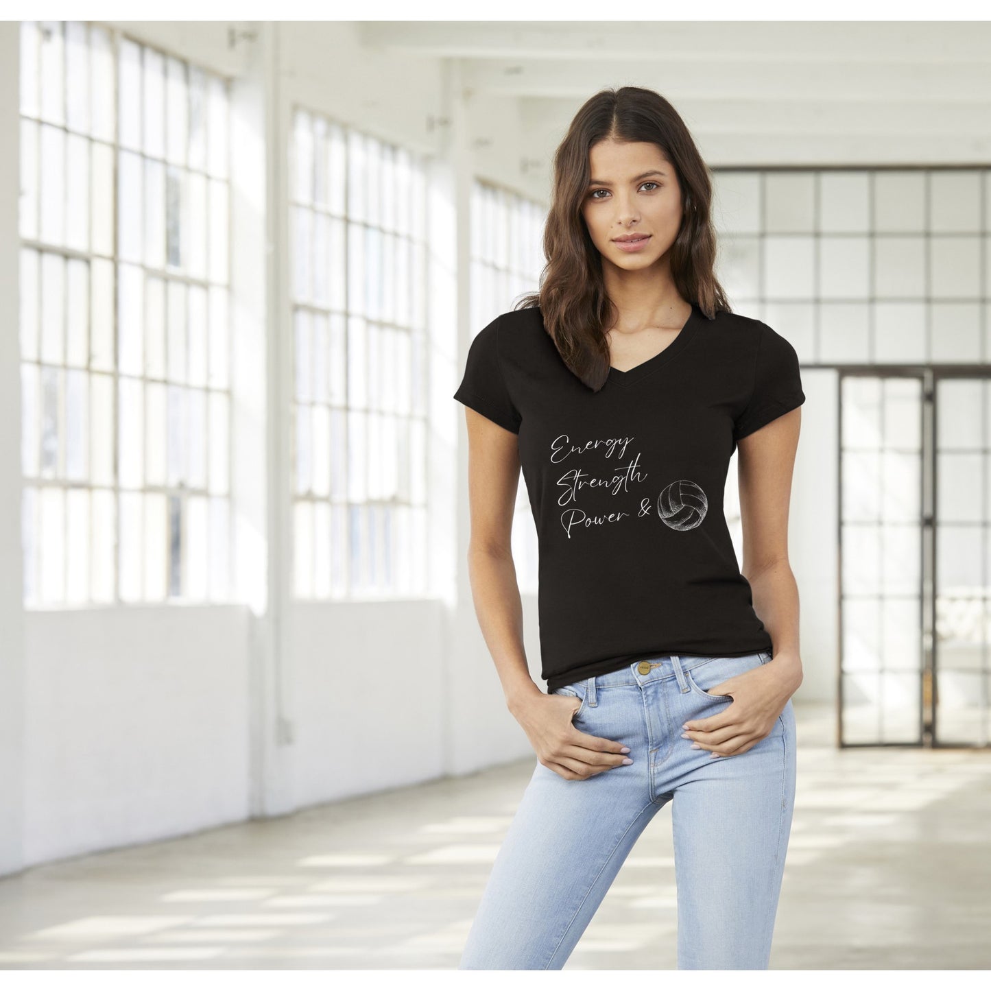 ESP + Volleyball Premium Womens V-Neck T-shirt